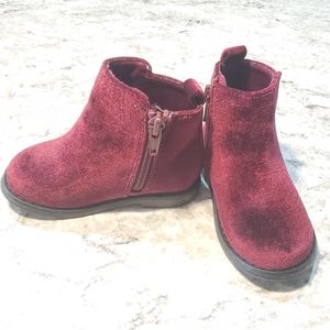 Baby Gap Maroon Velvet Booties